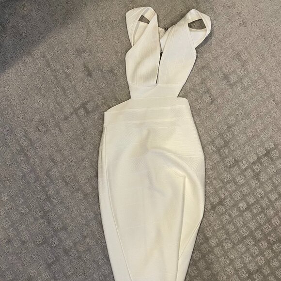 HERVE LEGER FOREVER 21 Bandage White Midi Dress with cutouts Sz Medium‎ NWOT - Picture 6 of 7